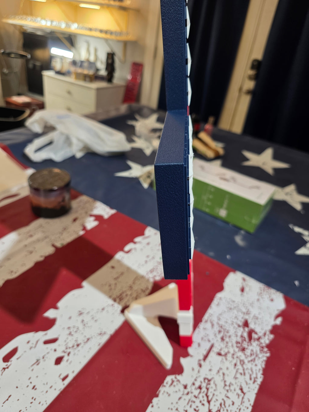 20" American flag cross with wood grain, W/STAND AND WALL MOUNT
